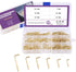 Swpeet 120Pcs Gold Brass Plated Metal Screw-in Square Bend Hooks Kit - 6 Sizes for Home Workplace Office