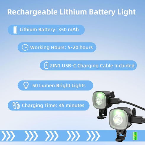 2 COSOOS Original Rechargeable Headlights for Shoe Charms, Flashlight Attachment for Shoe Light Kids Boy Girl Men Women