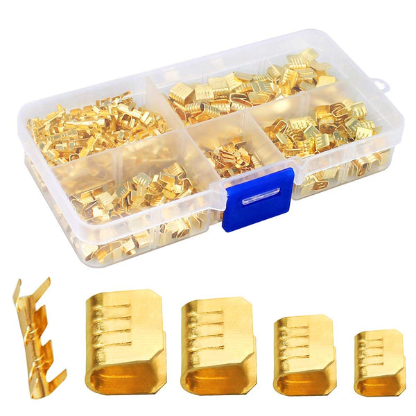 KeeYees 500 Pcs U Shape Copper Ring Terminals Crimp Kit, Non-Insulated Assortment for Electric Connections