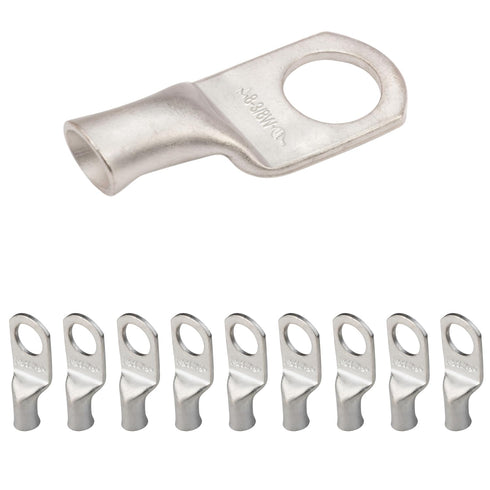 SELTERM 10pcs 8 AWG-3/8 Stud Tinned Copper Wire Lugs, Heavy Duty Battery Cable Ends, UL Marine Grade Connectors