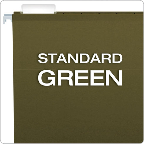 Pendaflex Hanging File Folders - 100 Pack of Green File Folders, 1/5 Cut Tabs, Adjustable Tabs, Bulk File Folders for