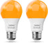 YukiHalu LED Amber Light Bulbs, A19 1800K E26 800Lm, 60W Equivalent Soft Warm Sleep Light Bulbs, 2-Pack for Baby Nursery