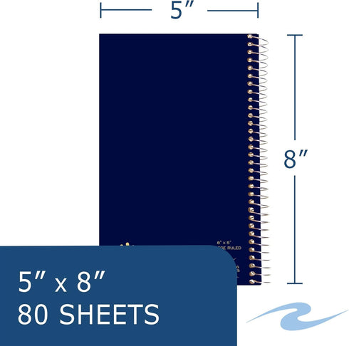 Roaring Spring Lefty Spiral Journal - College Ruled Small Left Handed Notebook, 8" x 5", 80 Sheets