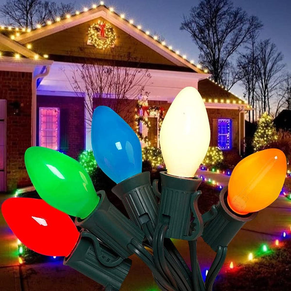 Couah C7 LED String Lights-25Ft Ceramic Vintage Multicolor Lights with 27 Colorful