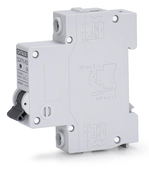 AC Miniature Circuit Breaker, 16 Amp 120V/240V 1 Pole DIN Rail Mount, Thermal Magnetic Trip, Solar AC Disconnect Switch