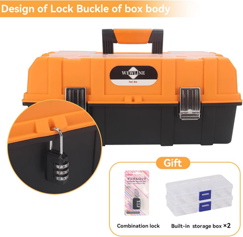 16.5-Inch 3-Layer Toolbox WEWLINE Tool Box Organizer Multiplication Plastic Storage with Portable Handle Perfect