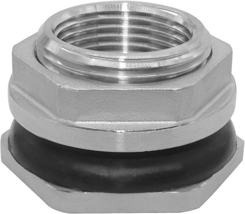 Beduan 1" Female Bulkhead Water Tank Connector Stainless Steel Thru-bulk Fitting