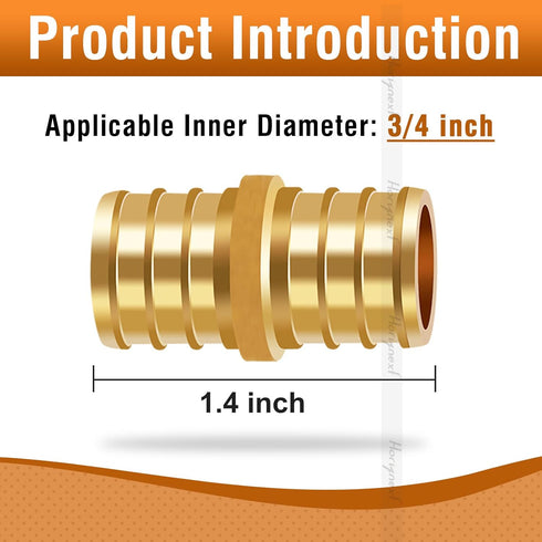12 Pcs 3/4 inch Brass PEX Fitting, Straight/90 Degree Elbow/Tee Coupling for Water Pipes with Clamp Ring