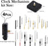 4Pcs Quartz Clock Mechanism Kit, Wall Clock Mechanisms Mattery Powered Replacement, Clock Movement Parts Motor Replacement DIY Repair Parts with 5 Set Hands (No Battery)