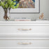 HUHUIAOH 2-Pack 128mm(5in)) Modern Style Zinc Alloy Handle, Solid Ivory White Gold Edge Handle Wardrobe Bedside Cabinet
