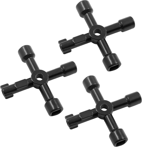 3Pcs 4-Way Multi-Functional Utilities Key, Electric Cabinet Keys for Elevator, Water Meter Valve, and Control Cabinet