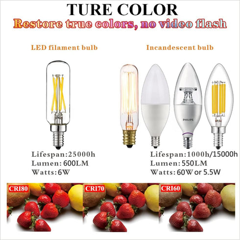 LiteHistory E12 LED Bulb 6W Equivalent, 60W Neutral White 4000K, Dimmable T6 T25 for Chandeliers, Ceiling Fans, 6 Pack