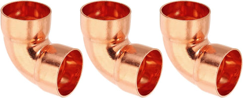 PATIKIL 1 1/4" ID 1.2mm Thick Elbow Copper Fitting, 3pcs 99.9% Pure Copper Pipe Connector