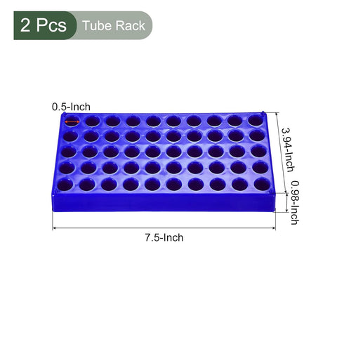YOKIVE 2Pcs Tube Rack, Polypropylene Test Tube Rack Holder | Great for 1.5ml, 2ml Lab Test Tube(Blue, 50-Sockets)