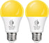 Bulbs 60W Bulb 9W 2000K A19 2 Pack Flaspar Dusk to Dawn LED Yellow Bug Light Outdoor Equivalent, Amber Yellow Bug Light