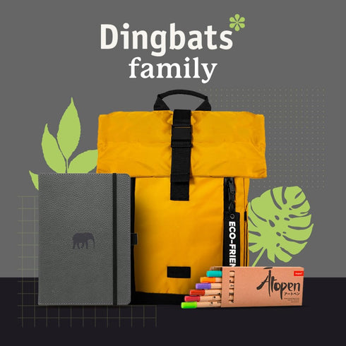 Dingbats - Wildlife Solid Medium Notebook, Grey Elephant, A5, Hardcover Notebook, PU Leather, Perforated Cream 100gsm