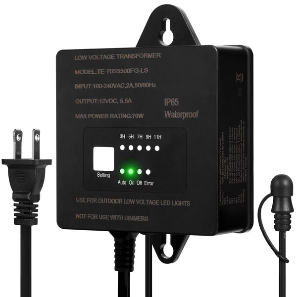 70W Low Voltage Landscape Transformer with Timer and Photocell, AC 120V to