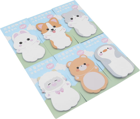MINGSEECESS 6 Packs Cute Animal Cartoon Sticky Notes Self-Stick Memo Pad Sets for Pet Lovers Women Girls