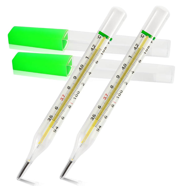 HARIKA LIFE & Mercury Free Thermometer for Armpit 2PCS - Clinical Glass Temperature Test