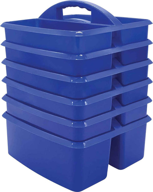 Teacher Created Resources Blue Portable Plastic Storage Caddy, 6-Pack for Classrooms and Office Organization
