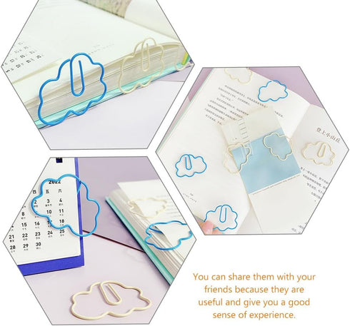 Tofficu 60Pcs Paper Clips, Small Clouds Shaped, Creative Cute Paper Clip for Office, School
