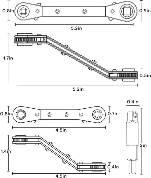 HVAC Service Wrench Set, Refrigeration Wrench Tool with 2 Hex Bit Adapter Kit UIInosoo for Air Conditioner