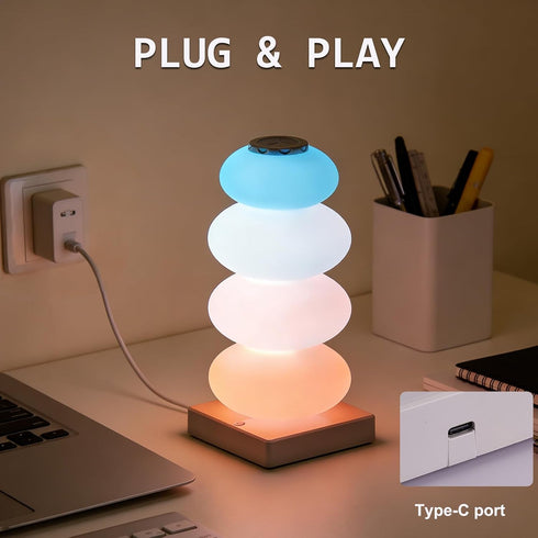AVEKI RGB Touch Table Lamp, Color Changing Night Light Candy Gourd Design, USB Powered, Bedroom Desk Ambient Light