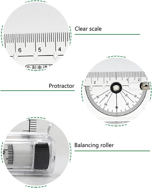 QMQJIA Portable Universal Multi-Purpose Rolling Ruler Drawing Parallel Compass-Ruler School Stationery Protractor