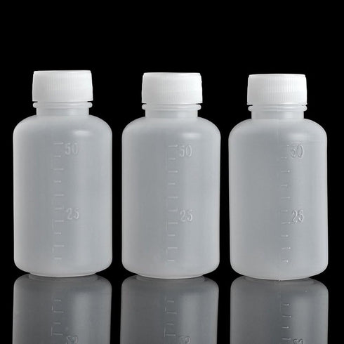 50Pcs 50ml PE Plastic Empty Small Mouth Graduated Lab Chemical Container, Sealing Liquid Medicine Bottles