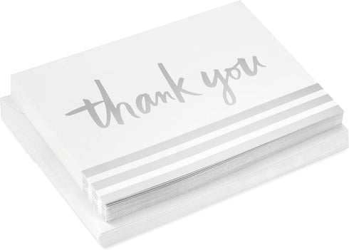 Pack (20 Hallmark of Thank You Cards, Silver Foil Thank You Notes with Envelopes)