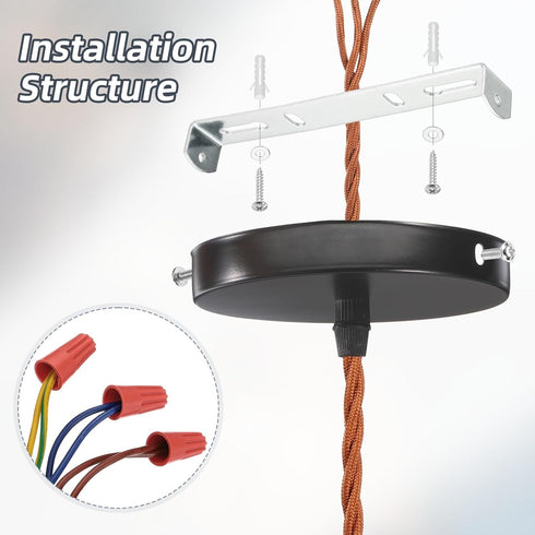 LUMLLSAJI 130mm (5.12") 4 Set Universal Light Fixture Mounting Bracket Kit, Silver Tone Ceiling Light Plate with Screws