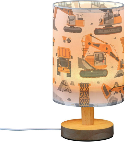 ALAZA Bedside Lamp Excavator Engineering Vehicle Lamp for Girls Boys Bedroom with USB Port LED Kids Nightstand Lamp