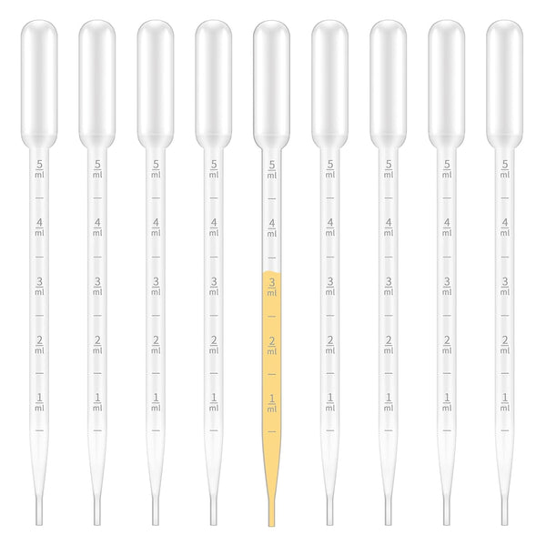 100 Pcs 5ML Plastic Transfer Pipettes for Essential Oils, Liquids, Graduated