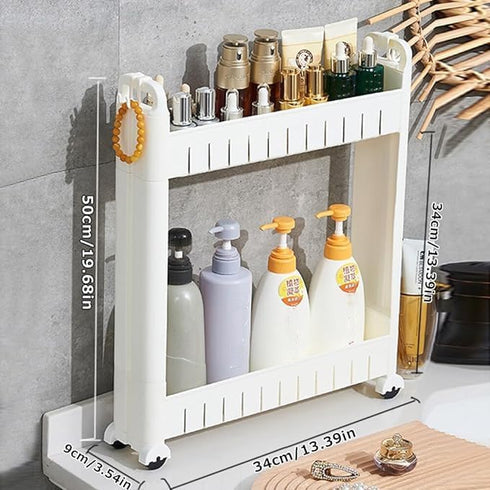 UEncounter 3.54 Slim Storage Cart Durable Bathroom Organizer Slide Out Storage Cart Rolling Utility Cart Slide Out