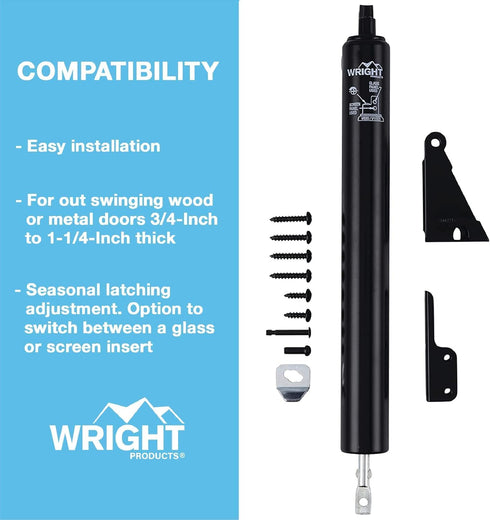 Wright Products Standard Duty Pneumatic Screen and Storm Door Closer - Black