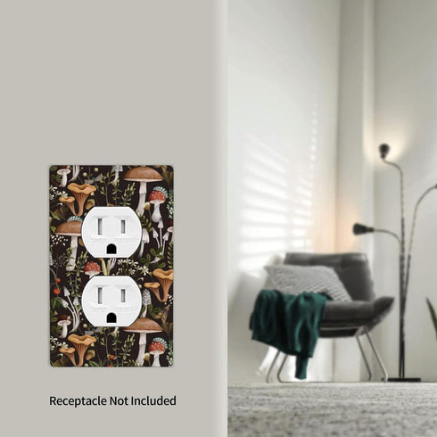 Boho Mushroom Single Duplex Outlet Light Switch Plate Cover, Decorative Wall Plate for Home Bedroom Kitchen