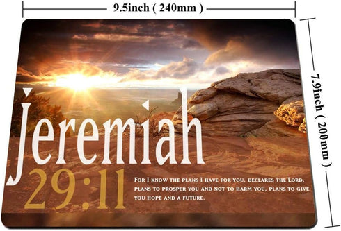 Smooffly Gaming Mouse Pad Custom, Jeremiah 29:11 Bible Verse Non-Slip Rubber Large Mat