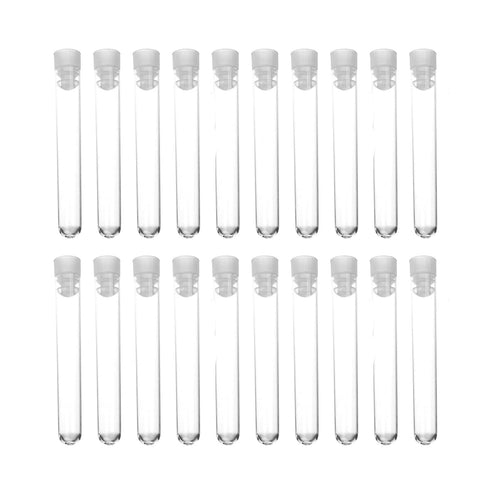 Othmro 100Pcs Clear Plastic Test Tubes with White Caps, 12mmx75mm Mini Test Tubes for Jewelry, Seed Beads, Liquid