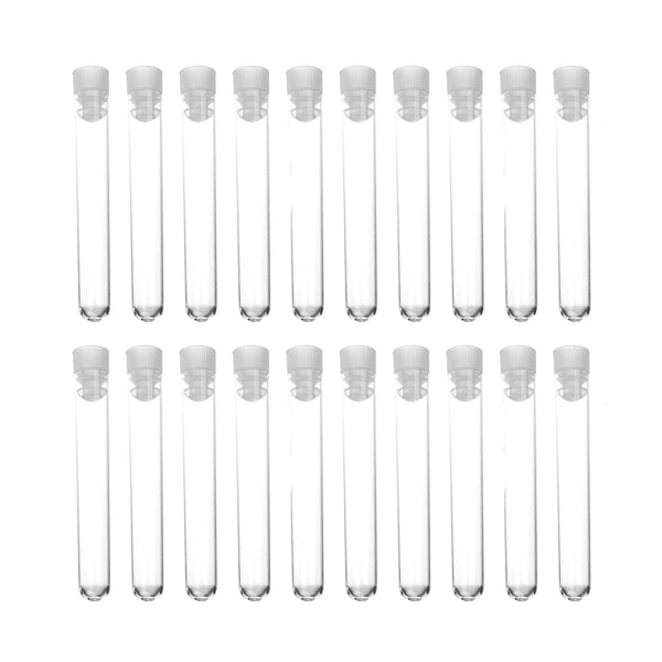 Othmro 100Pcs Clear Plastic Test Tubes with White Caps, 12mmx75mm Mini Test Tubes for Jewelry, Seed Beads, Liquid