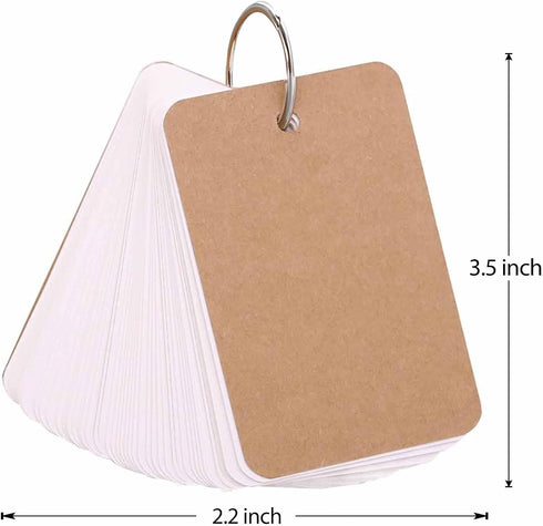 Primbeeks 8 Pack 320 2.2 3.5 Inches Multicolor Index Cards with Binding Rings, Sheets x Flash Cards, Double-sided