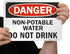 SmartSign "Danger - Non-Potable Water Do Not Drink" Sign | Aluminum 7" x 10"