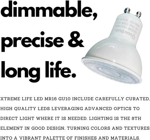 GoodBulb MR16 LED Light Bulb, 7-Watt (50W Equivalent), Dimmable, 5000K Daylight White, 500 Lumens, GU10 Base, 6 Pack