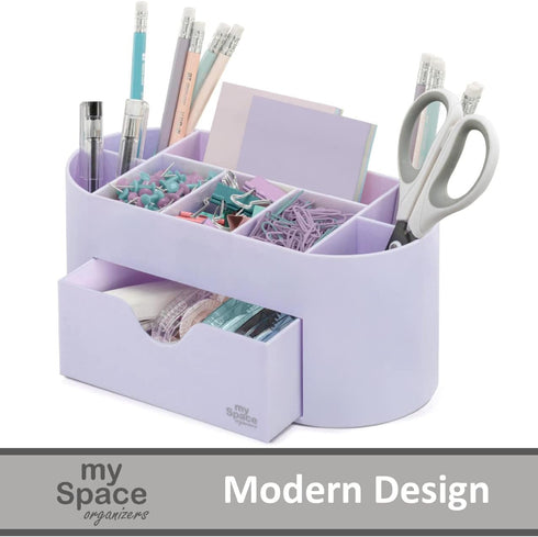 Lavender Desk Organizer for Office Supplies, Pen Holder Desktop Organization for College Dorm, White Lavender