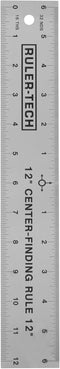 Stainless Steel Center Finding Ruler, Ideal for Woodworking, Metal Work, Construction (12" Ruler)