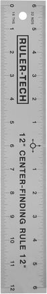 Stainless Steel Center Finding Ruler, Ideal for Woodworking, Metal Work, Construction (12" Ruler)