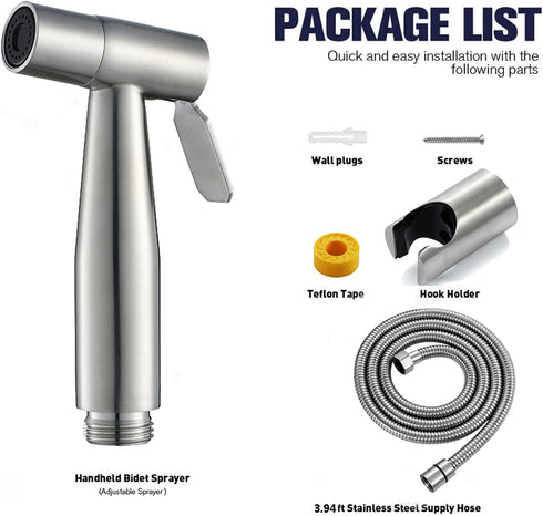 IJPDXOLBQ Set Handheld ToiletSprayer, Wall Mounted Stainless Steel BrushedFaucet, Bathroom Cloth Diaper Sprayer