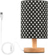 ALAZA Polka Dot Black White Decor Bedside Table Lamp with USB Port