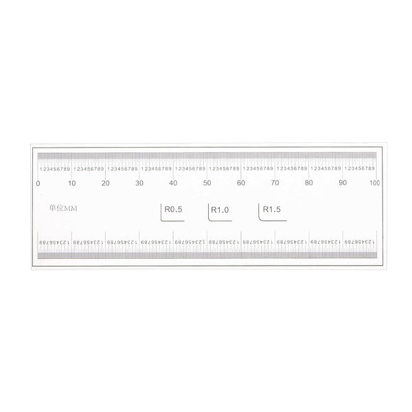 10cm Film Flexible Ruler, 0.1mm Scale with R Angle PET Plastic Folding Calibration Measuring Tool, Transparent