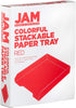 JAM PAPER Stackable Paper Trays - Red, Desktop Document & File Organizer Tray, Sold Individually