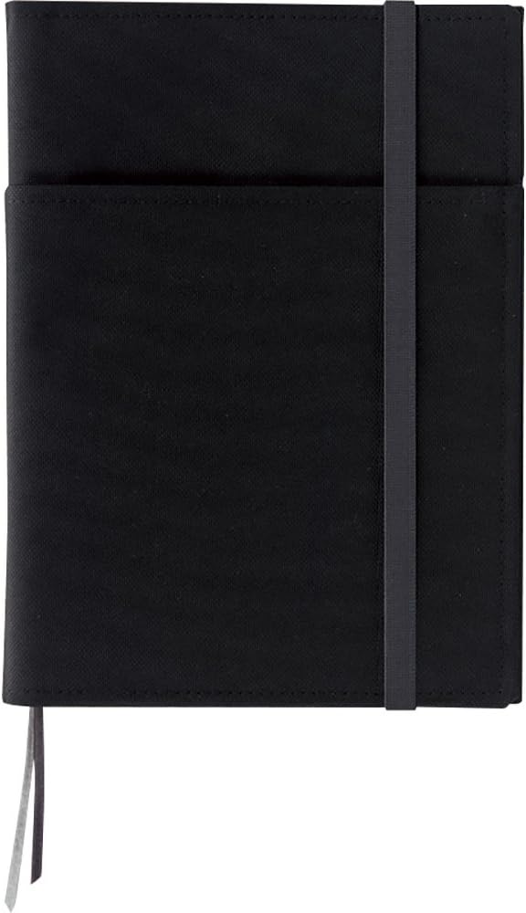 KOKUYO Systemic Cover Notebook, A5, B 6mm Ruled, 28 Lines, 50 Sheets, Twin Ring Edge, Black